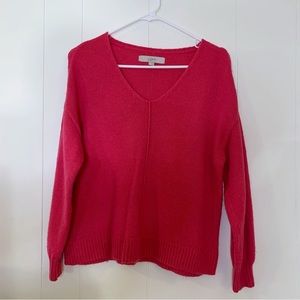 LOFT Hot Pink V-Neck Sweater S